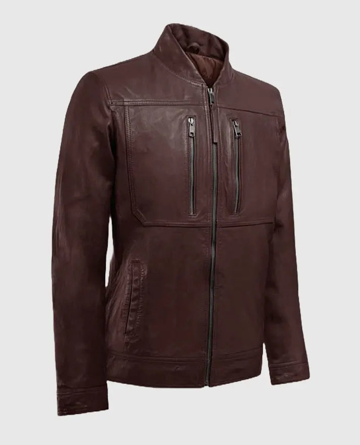 Men's Thunder Storm Burgundy Biker Leather Jacket