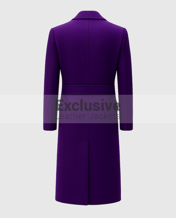 Men's Purple Double-Breasted Long Trench Coat
