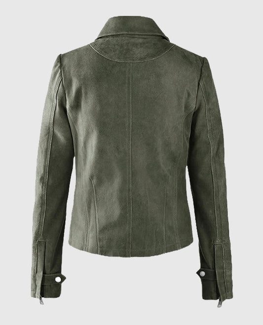 Women's Vintage Olive Suede Leather Jacket