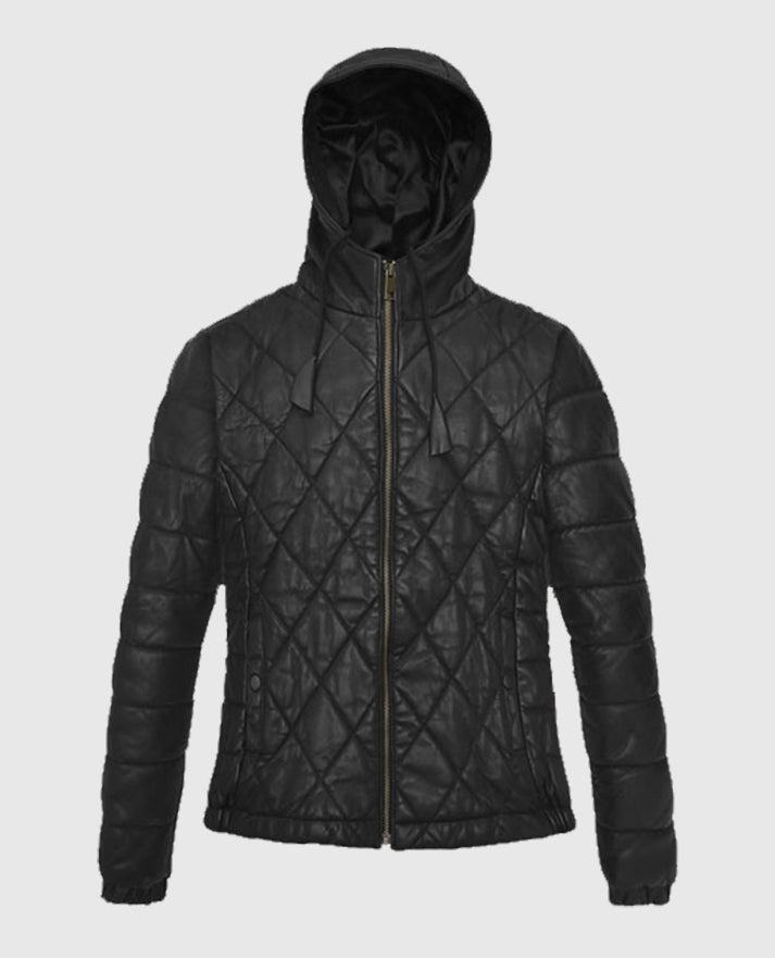 Women's Quilted Black Hooded Jacket