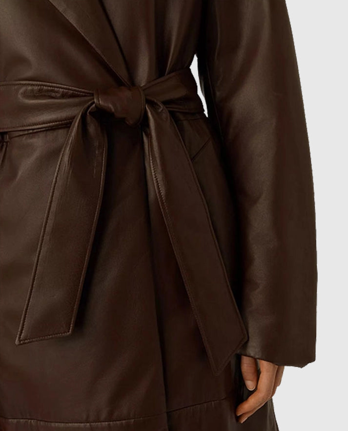 Women's 90s Vintage Leather Long Coat