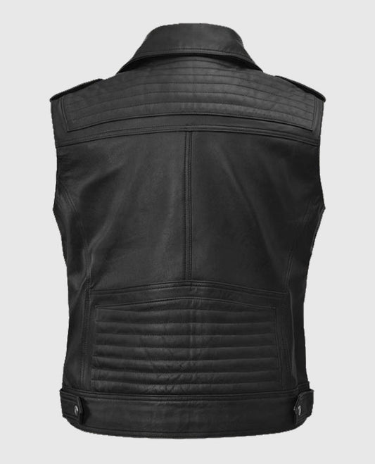 Men's Black Bikers Quilted Leather Vest