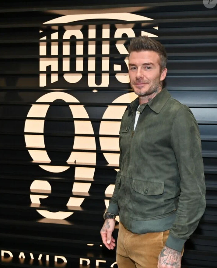 David Beckham Green Suede Leather Jacket