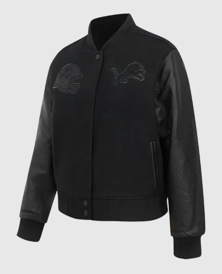 Detroit Lions Triple Black Varsity Jacket