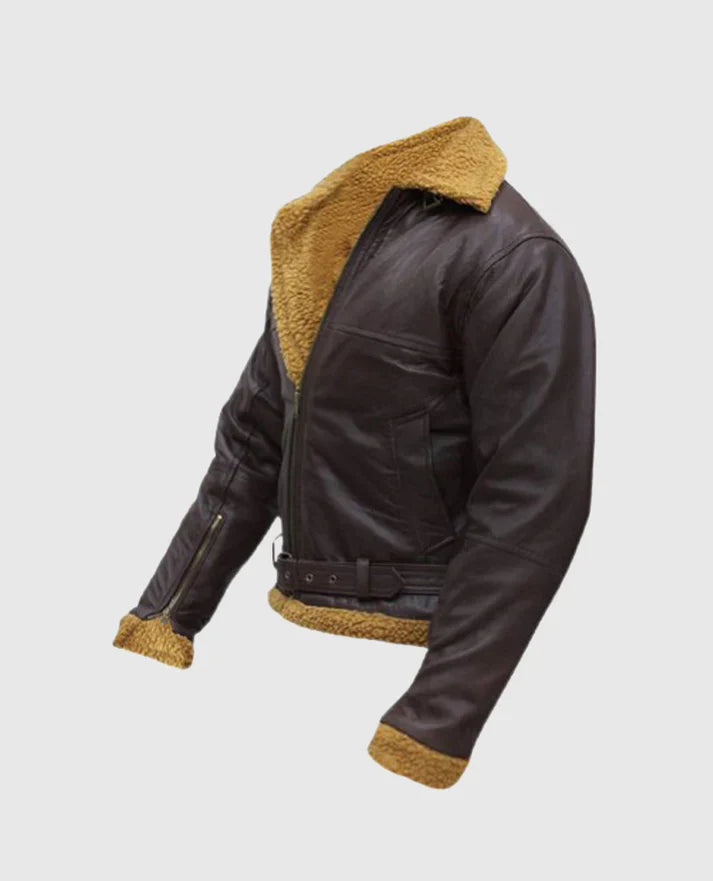 Men's B3 Flying Aviator Pilot Shearling Brown Jacket