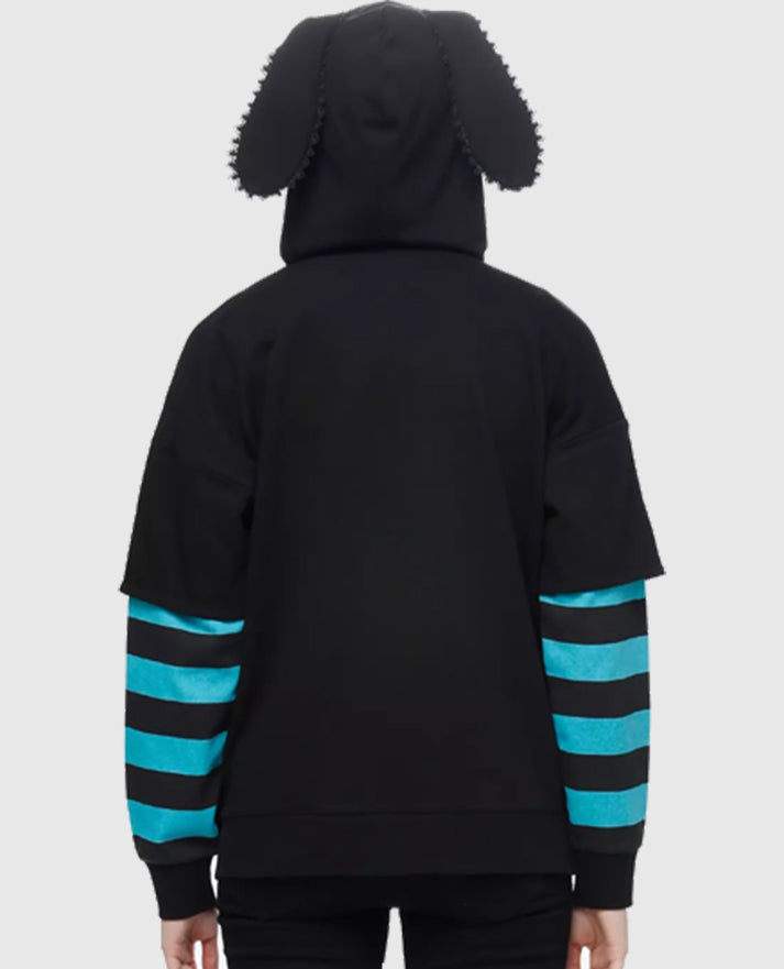 Hatsune Miku Jumbo Print Stripe Girls Hoodie