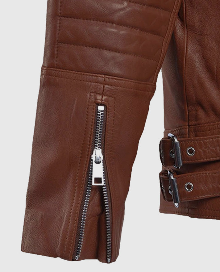 Men's Shotgun Tan Moto Leather Jacket