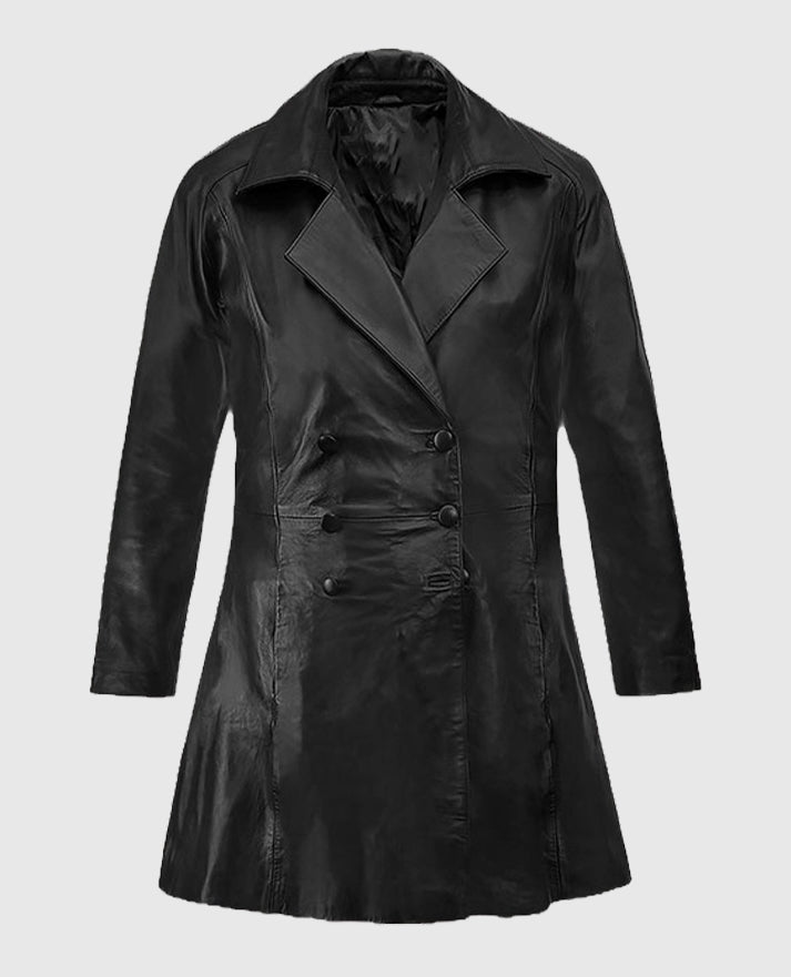 Kim Kardashian Leather Trench Coat