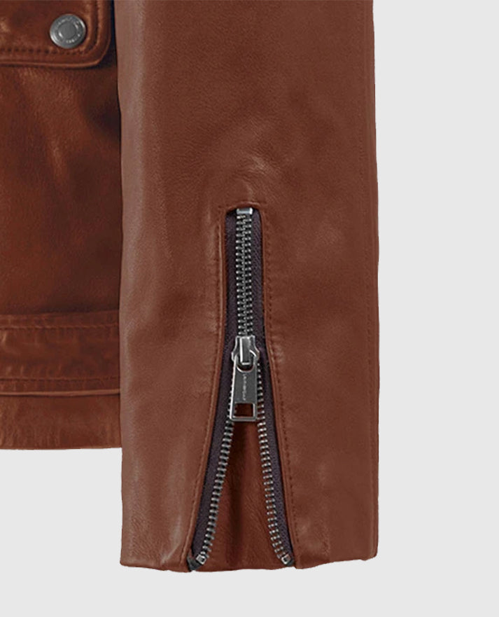 Men's Dauntless Tan Biker Leather Jacket