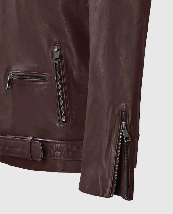 Men's Rutland Burgundy Riding Leather Jacket