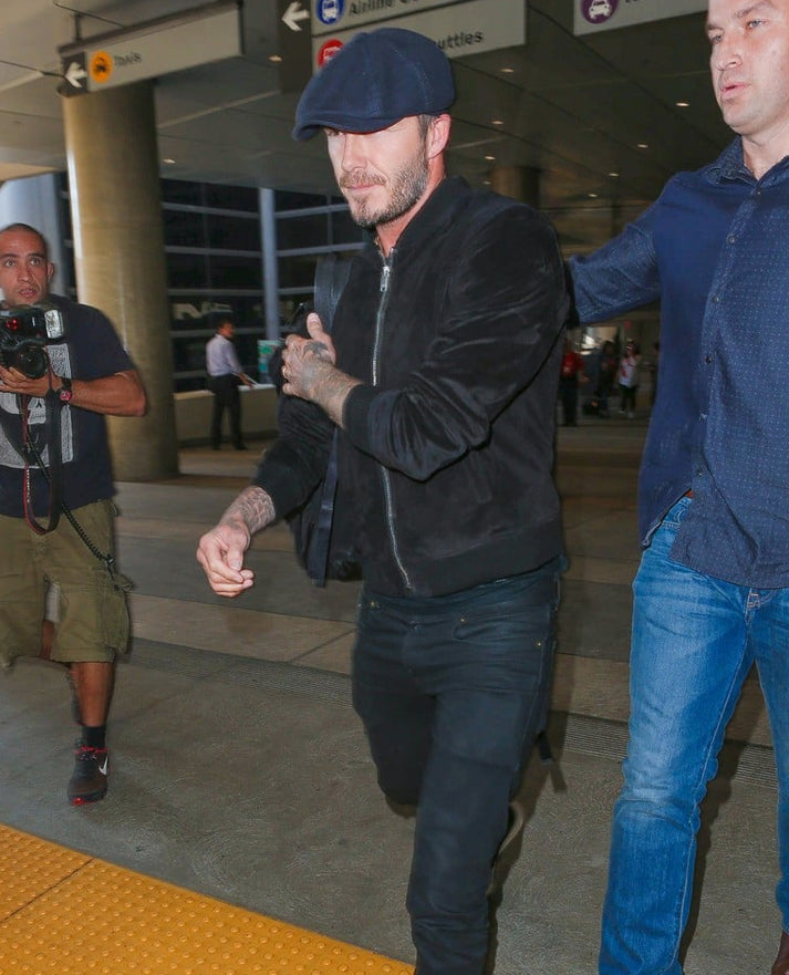 David Beckham Black Suede Leather Jacket