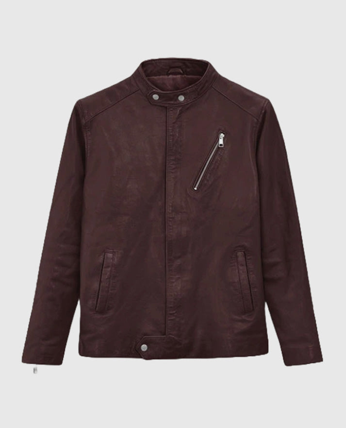 Men's Motorad Burgundy Biker Leather Jacket