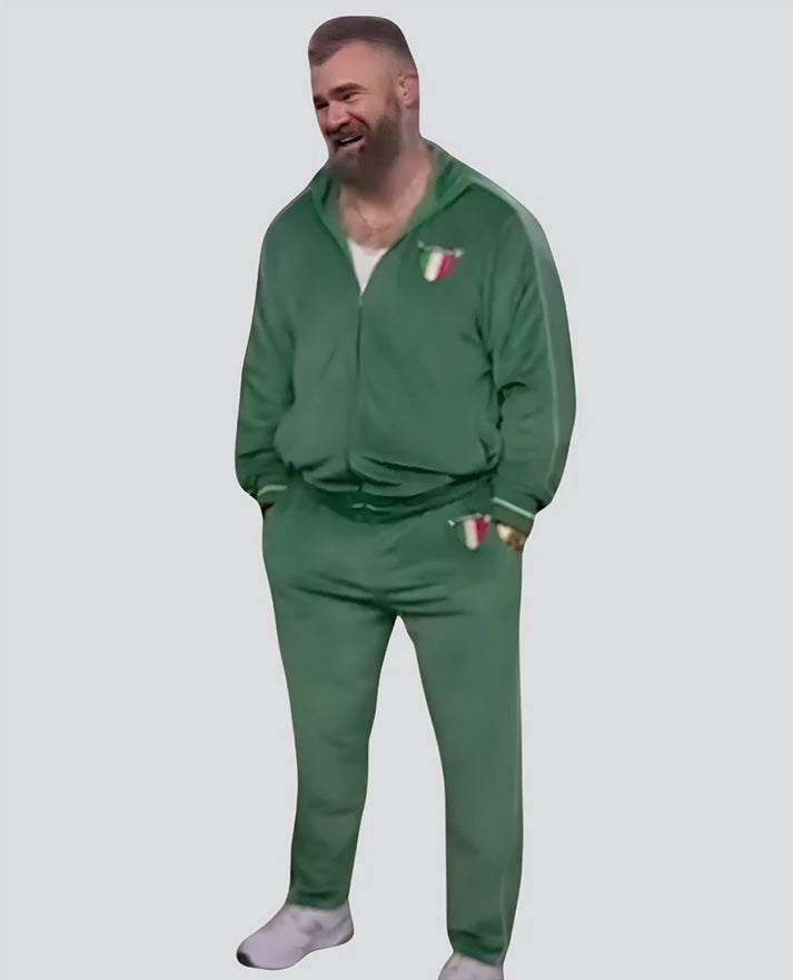 Jason Kelce Italia Green velour tracksuit