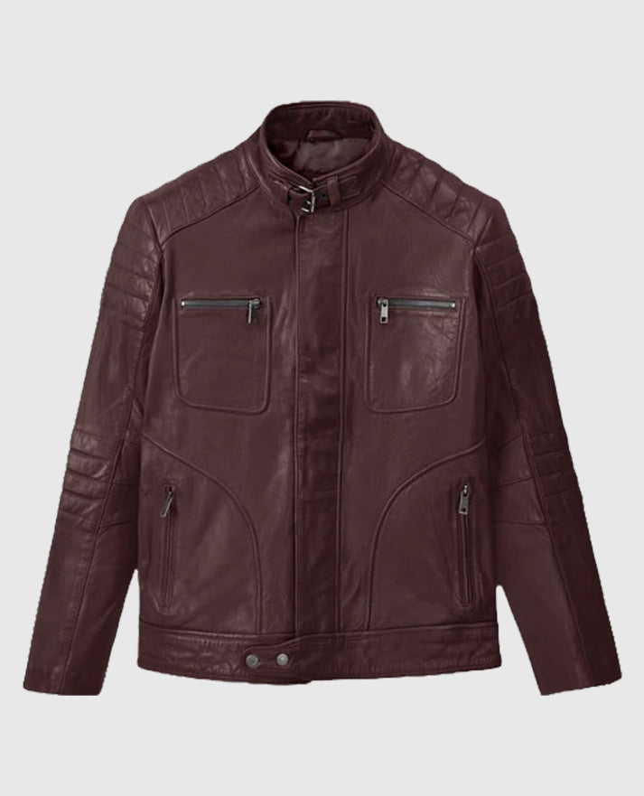 Men's Firefly Moto Burgundy Biker Leather Jacket