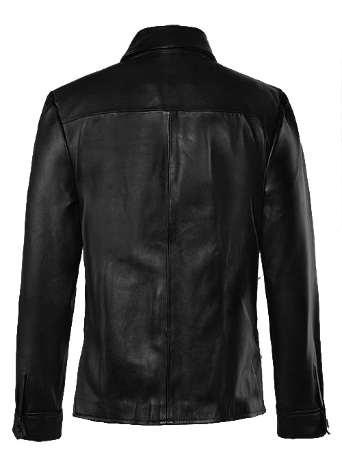 Men's Black Leather Shacket