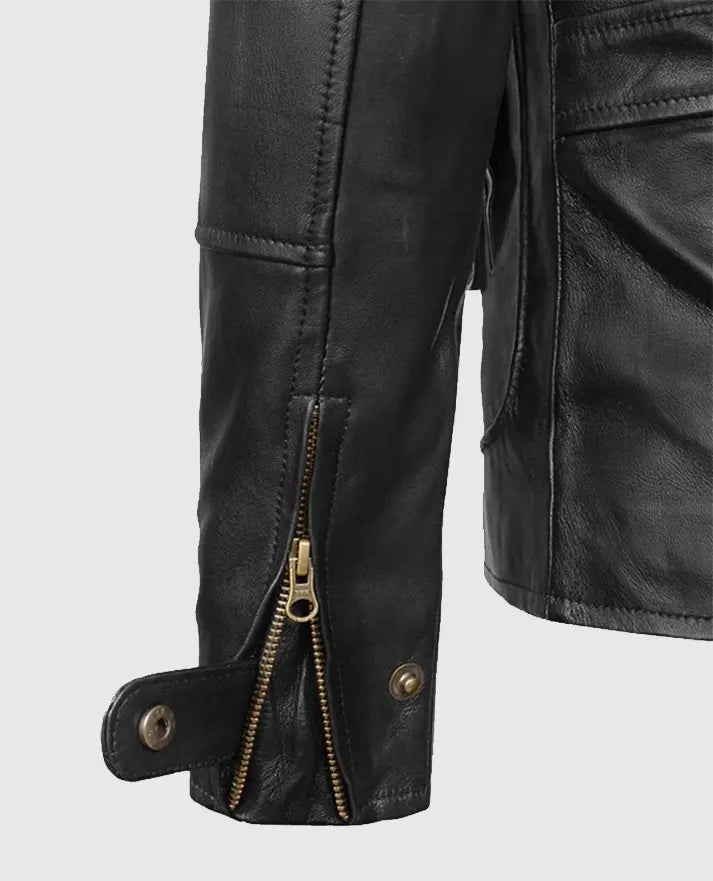 Men's Cafe Racer Black Leather Jacket