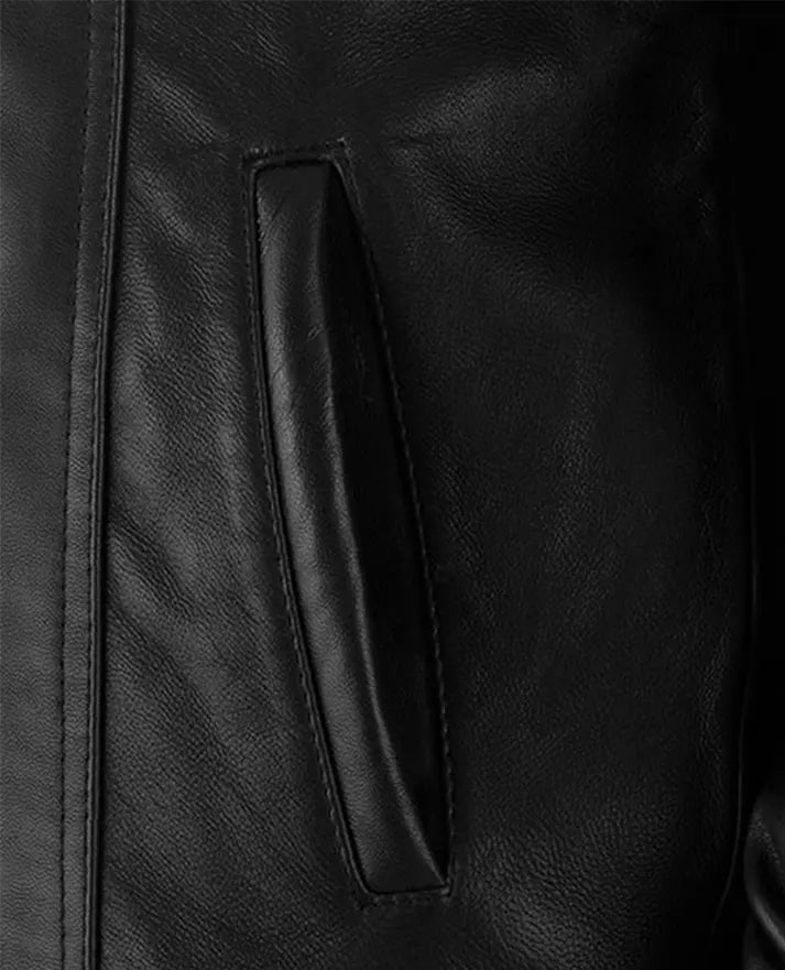 Men's Black Leather Sherpa Style Jacket