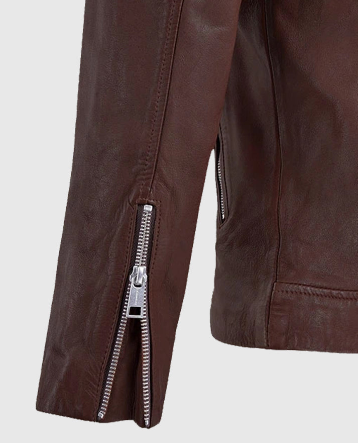 Men's Beast Burgundy Biker Leather Jacket