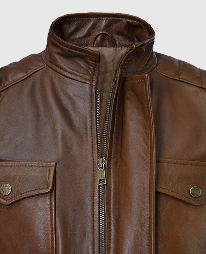 Boss Level Roy Pulver Brown Leather Jacket