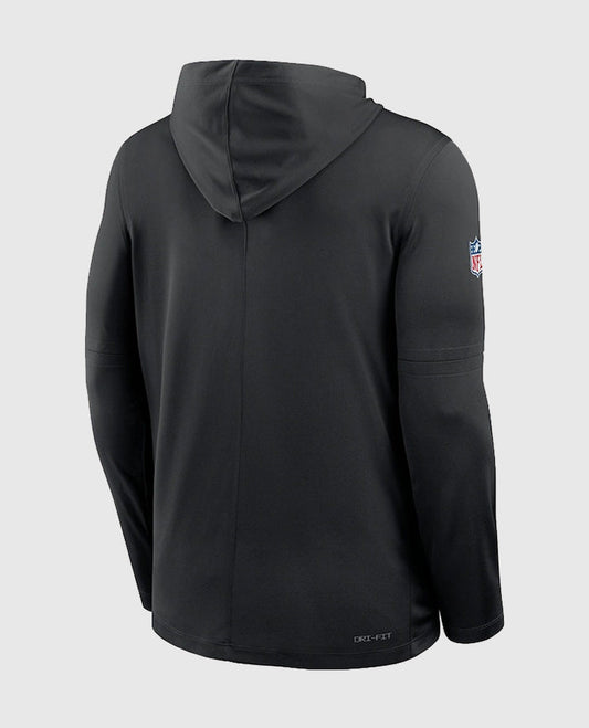 Detroit Lions Sideline Performance Long Sleeve Black Hoodie T-Shirt