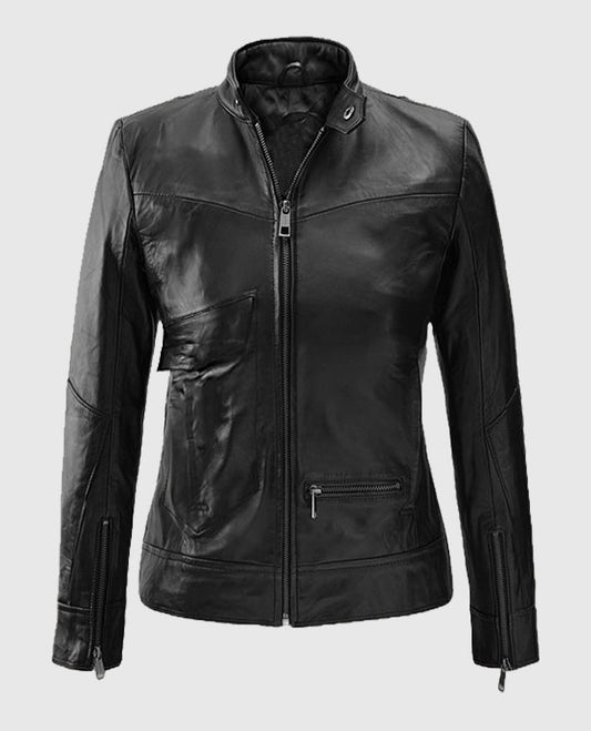 Elsa Pataky Black Biker  Leather Jacket