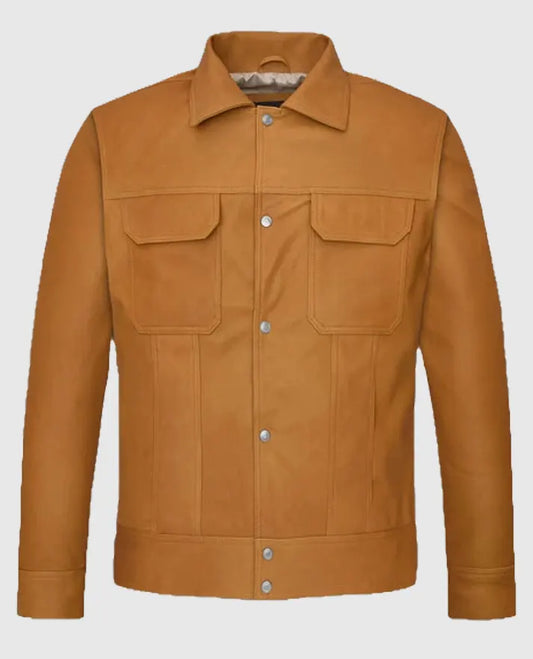 Lucas Bravo Emily In Paris brown Leather Jacket