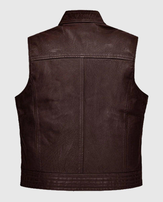 Men's Dark Brown Road Shaper Leather Vest