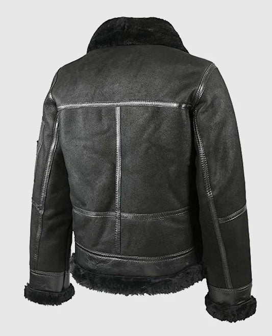 Men's Aviator B16 Sheepskin Shearling Black Jacket