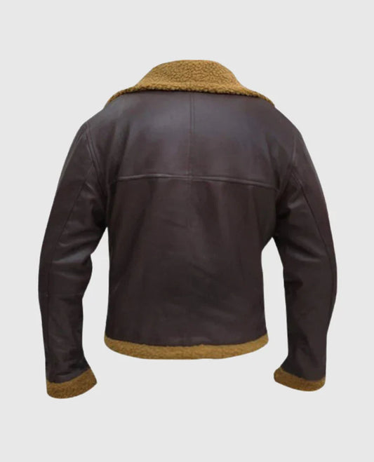Men's B3 Flying Aviator Pilot Shearling Dark Brown Jacket