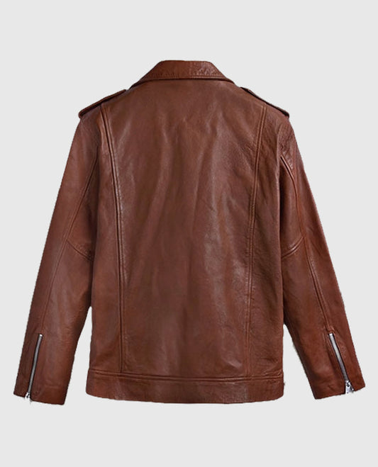 Men's Beast Tan Brown Biker Leather Jacket