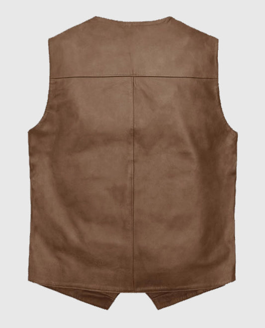 Men's Brown Iron Stride Vintage-Inspired Leather Vest