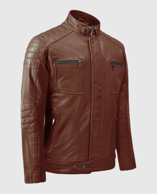 Men's Firefly Moto Biker Brown Leather Jacket