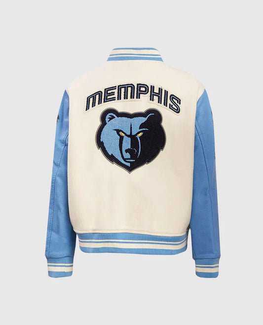 NBA Memphis Grizzlies Rib Wool White n Blue Varsity Jacket