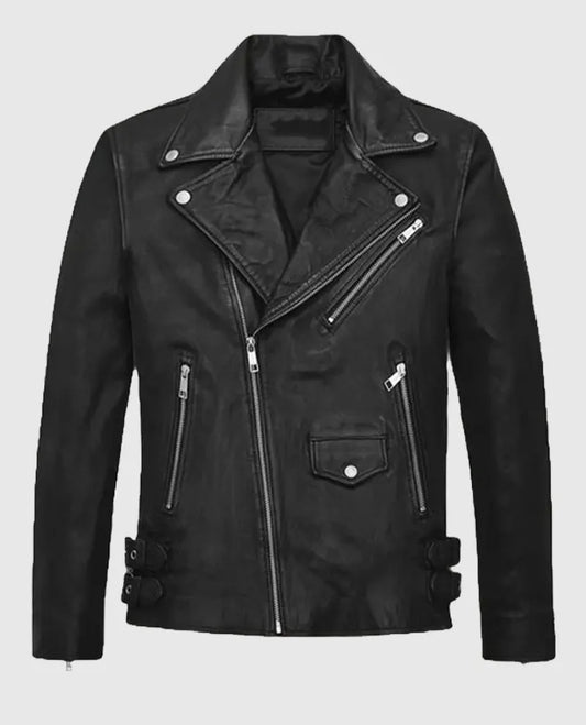 Nicholas Hoult Biker Black Leather Jacket