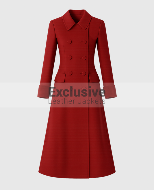 Princess Kate Middleton Red Long Coat