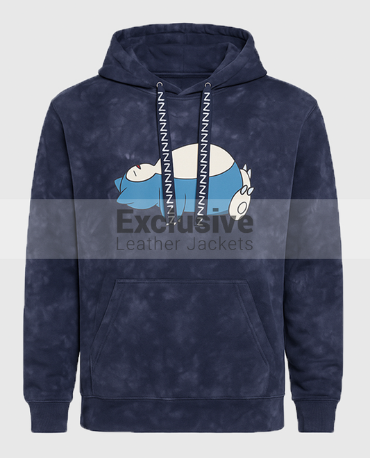 Snorlax Blue Mineral-Wash Pullover Hoodie