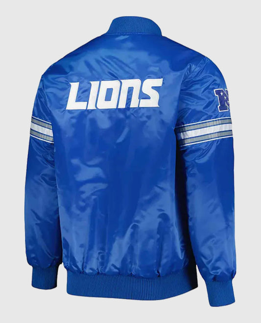 The Pick and Roll Detroit Lions Blue Full-Snap Satin Blue Jacket