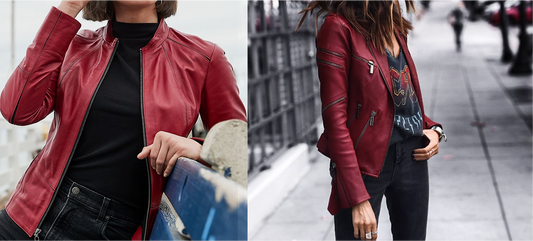 Red Leather Jackets outfits ideas for Women