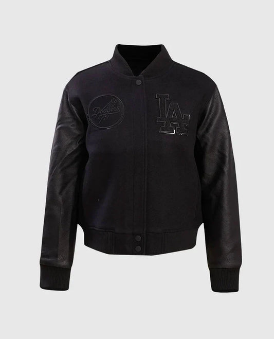 MLB Los Angeles Dodgers Women's Black Varsity Jacket
