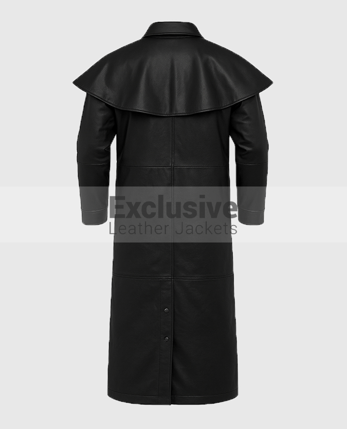 Men's Black Leather Duster