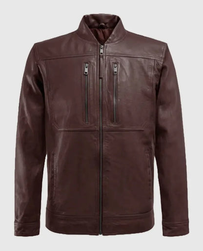 Thunder Storm Burgundy Biker Leather Jacket