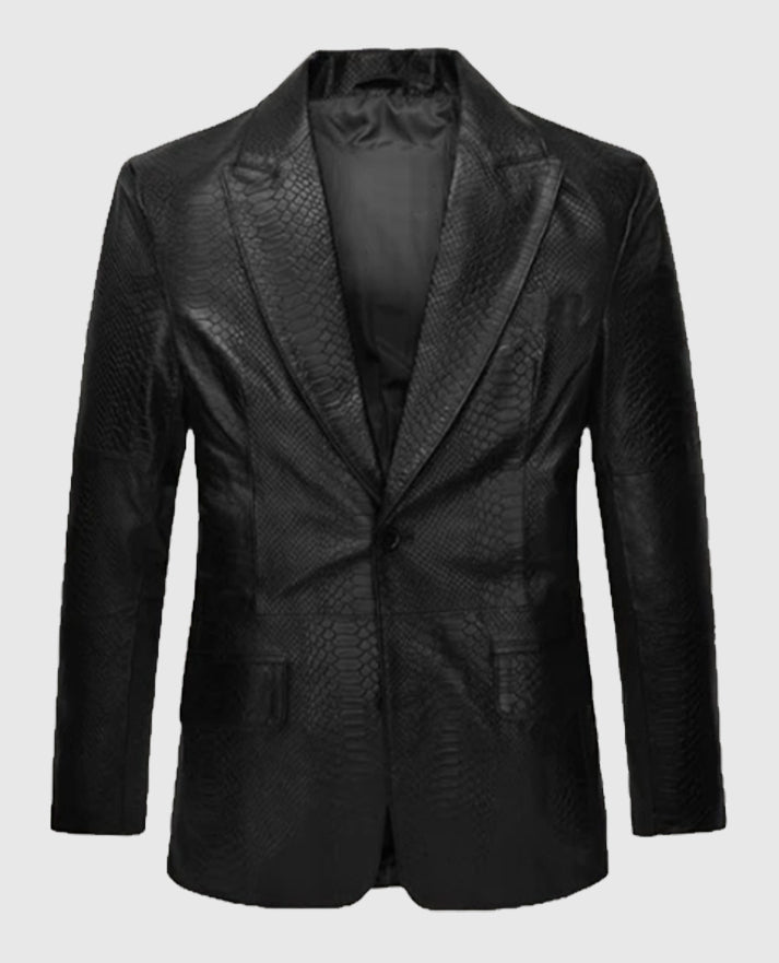 Men's Black Python Catwalk Leather Blazer