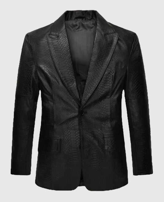Men's Black Python Catwalk Leather Blazer