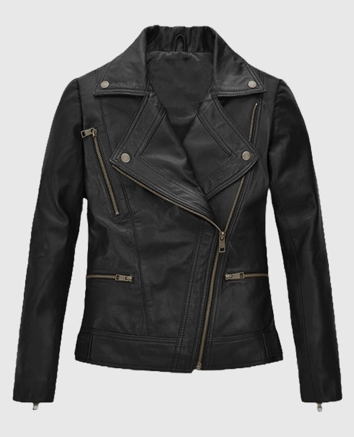 Asymmetrical Biker Leather Jacket