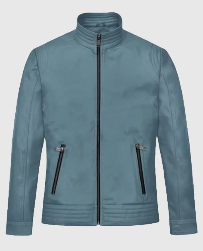 Davin Blue Leather Jacket