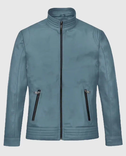 Davin Blue Leather Jacket