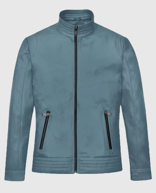 Davin Blue Leather Jacket