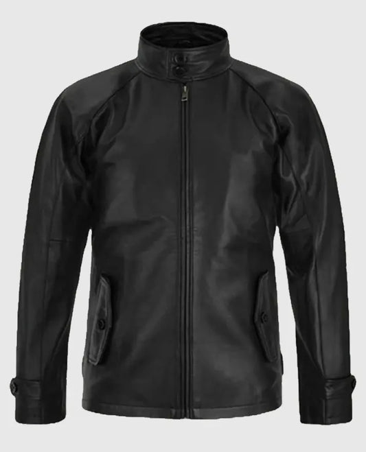 Black Cafe Racer Leather Jacket