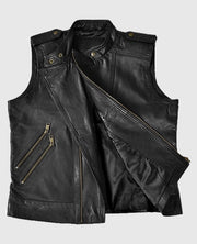 Men's Classic Black Biker Leather Vest