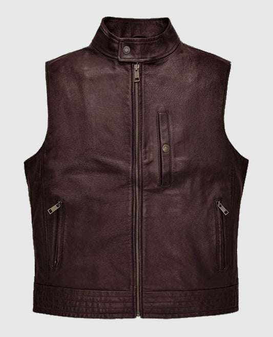 Road Shaper Dark Brown Leather Vest